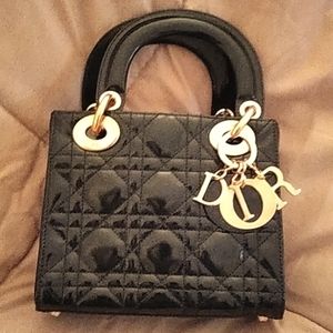 Mini black patent leather handbag Dior